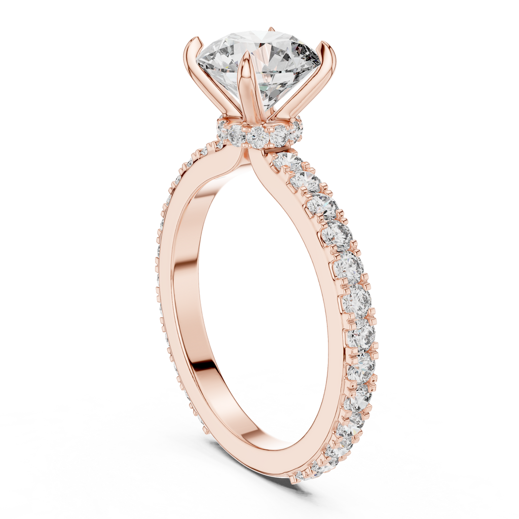 Round Solitaire Pavé Band Ring