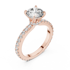 Round Solitaire Pavé Band Ring