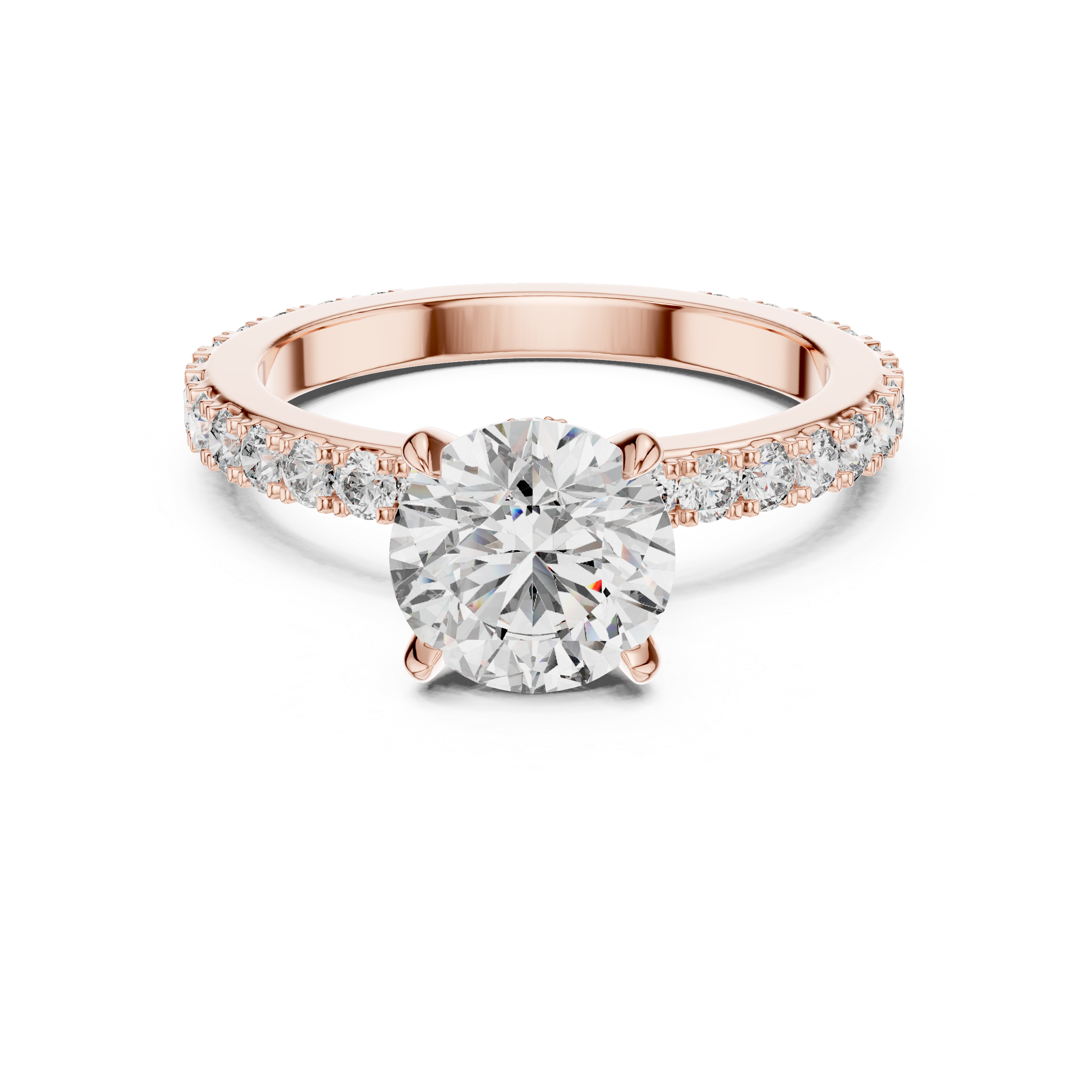 Round Solitaire Pavé Band Ring