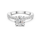 Round Solitaire Pavé Band Ring