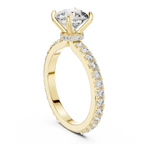 Round Solitaire Pavé Band Ring