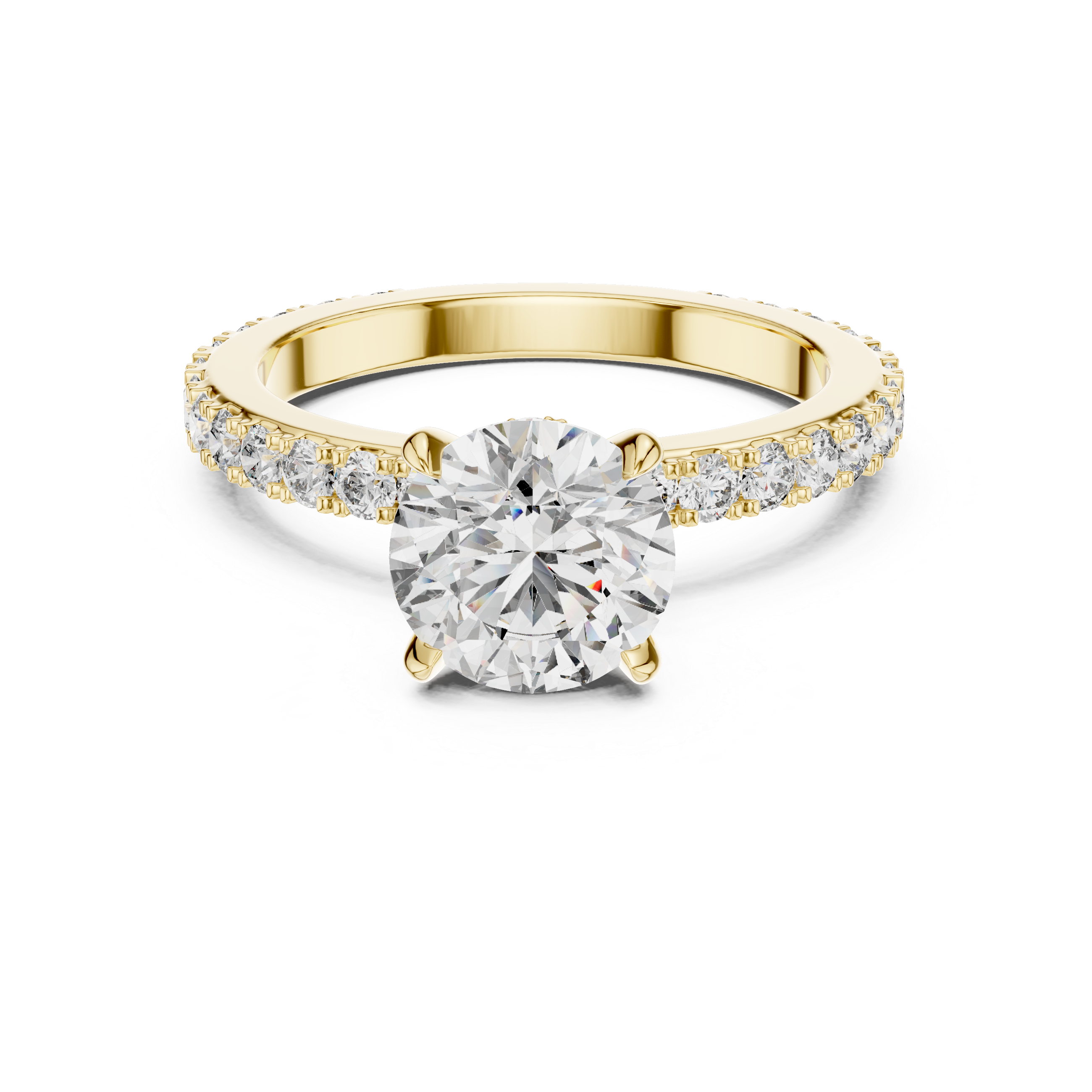 Round Solitaire Pavé Band Ring