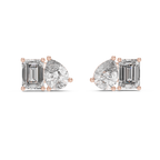 Pear & Emerald Cut Diamond Stud Earrings