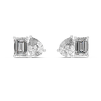 Pear & Emerald Cut Diamond Stud Earrings