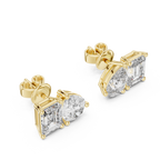 Pear & Emerald Cut Diamond Stud Earrings