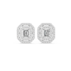 Emerald Double Halo Stud Earrings