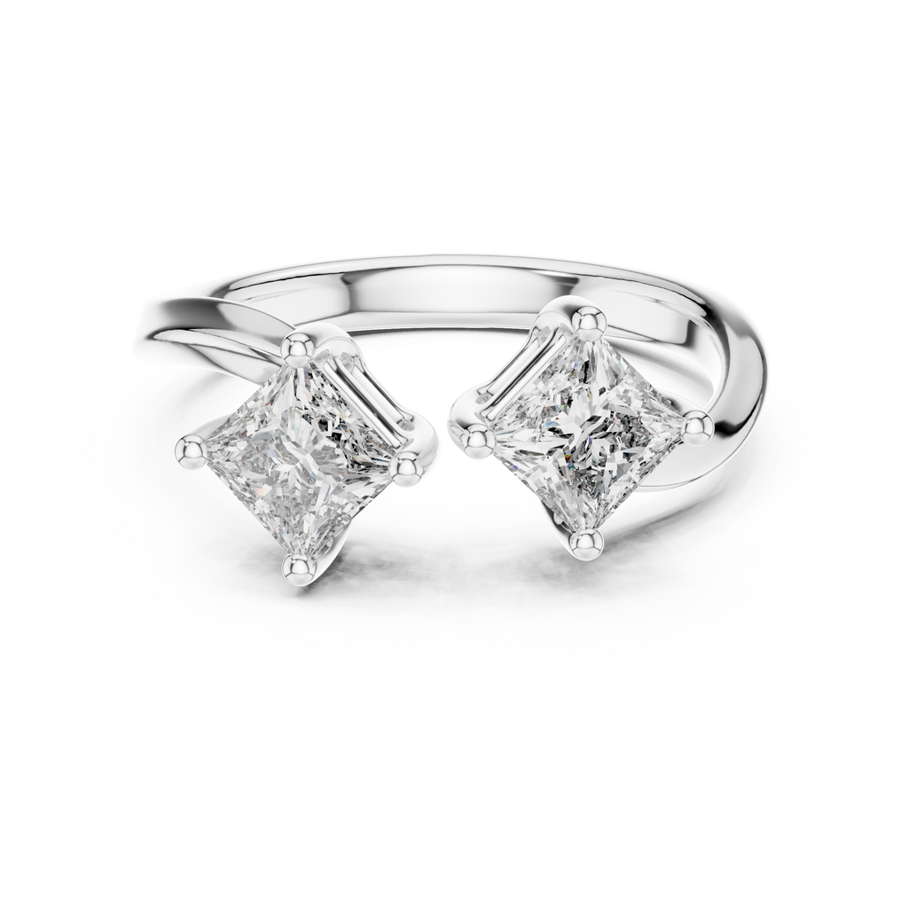 Princess Cut Toi et Moi Diamond Ring