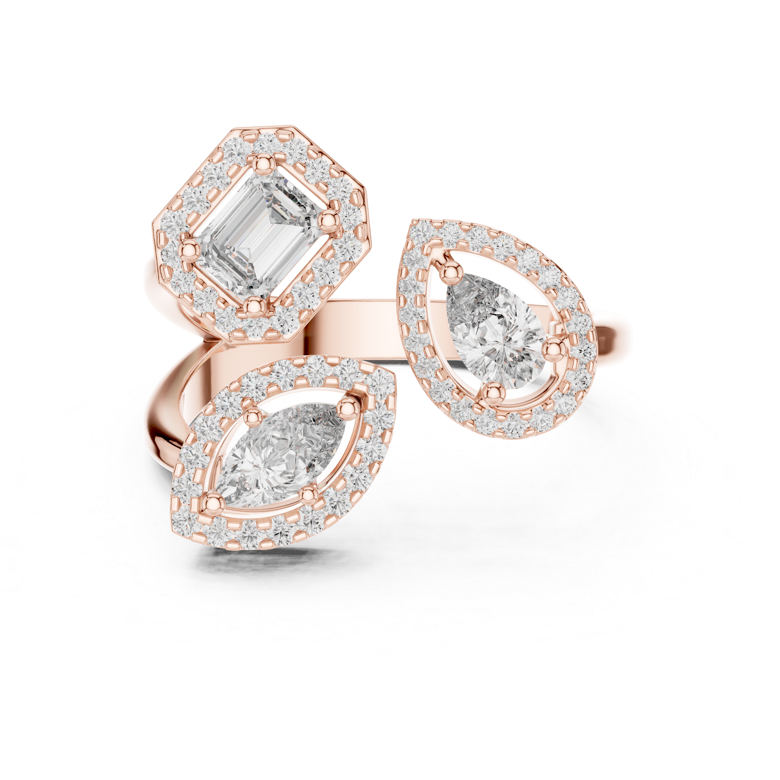 Toi et Moi Halo 3 Lab Grown Diamond Ring