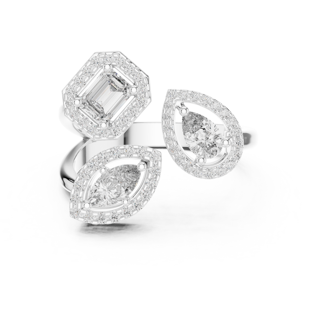 Toi et Moi Halo 3 Lab Grown Diamond Ring