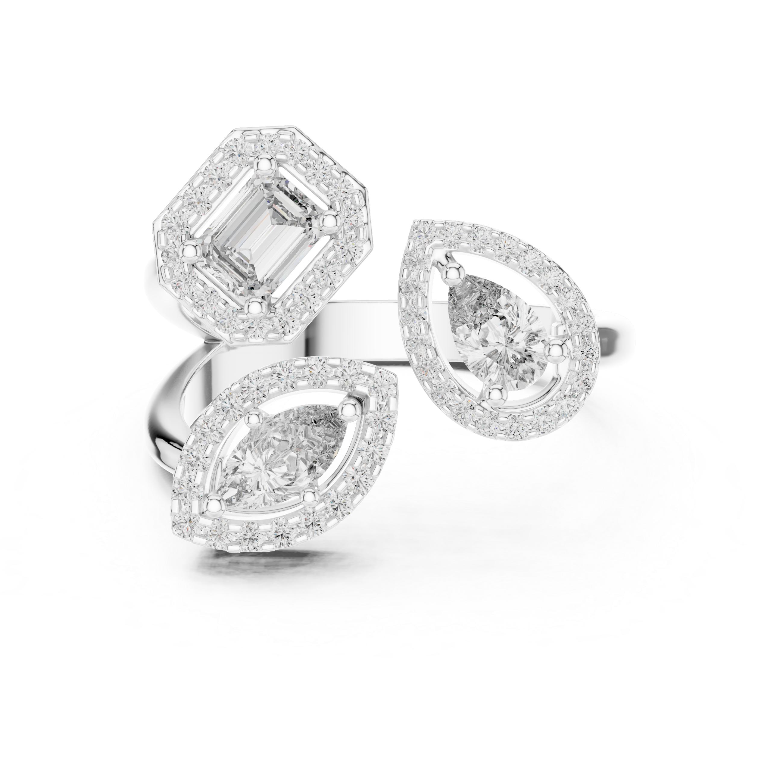 Toi et Moi Halo 3 Lab Grown Diamond Ring