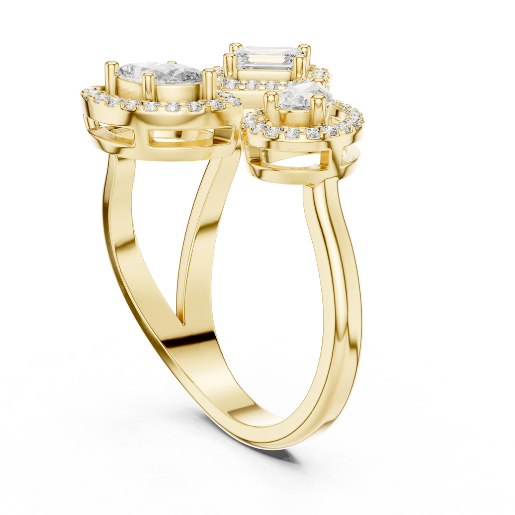 Toi et Moi Halo 3 Lab Grown Diamond Ring