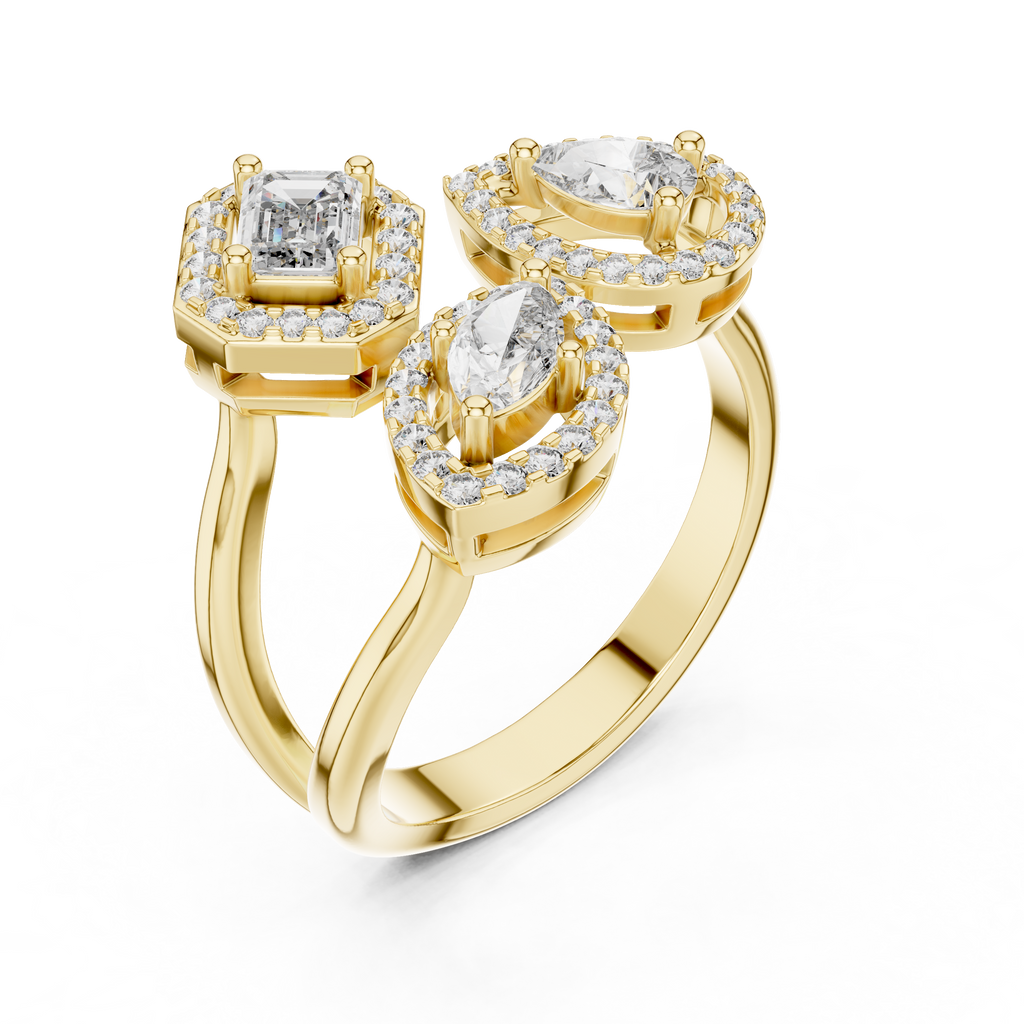 Toi et Moi Halo 3 Lab Grown Diamond Ring