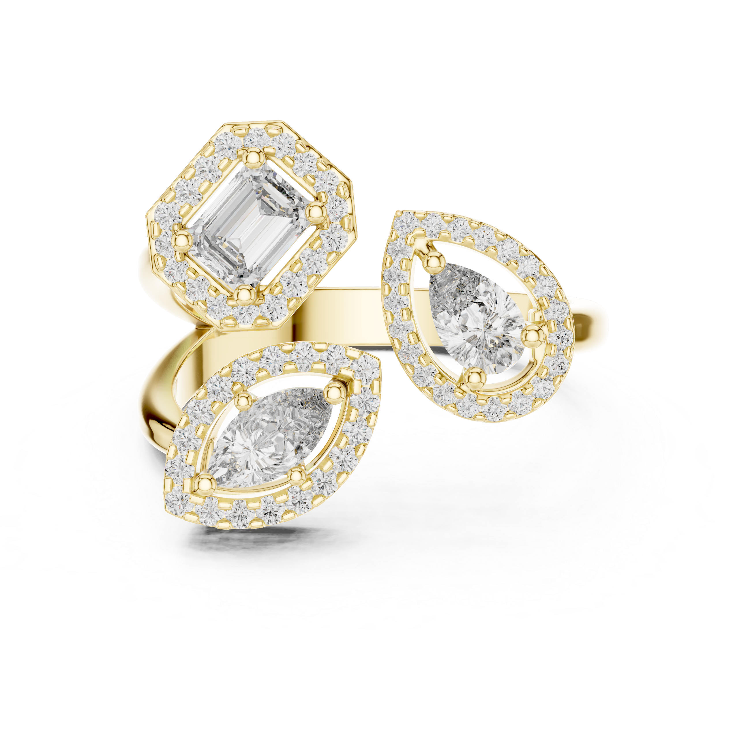 Toi et Moi Halo 3 Lab Grown Diamond Ring