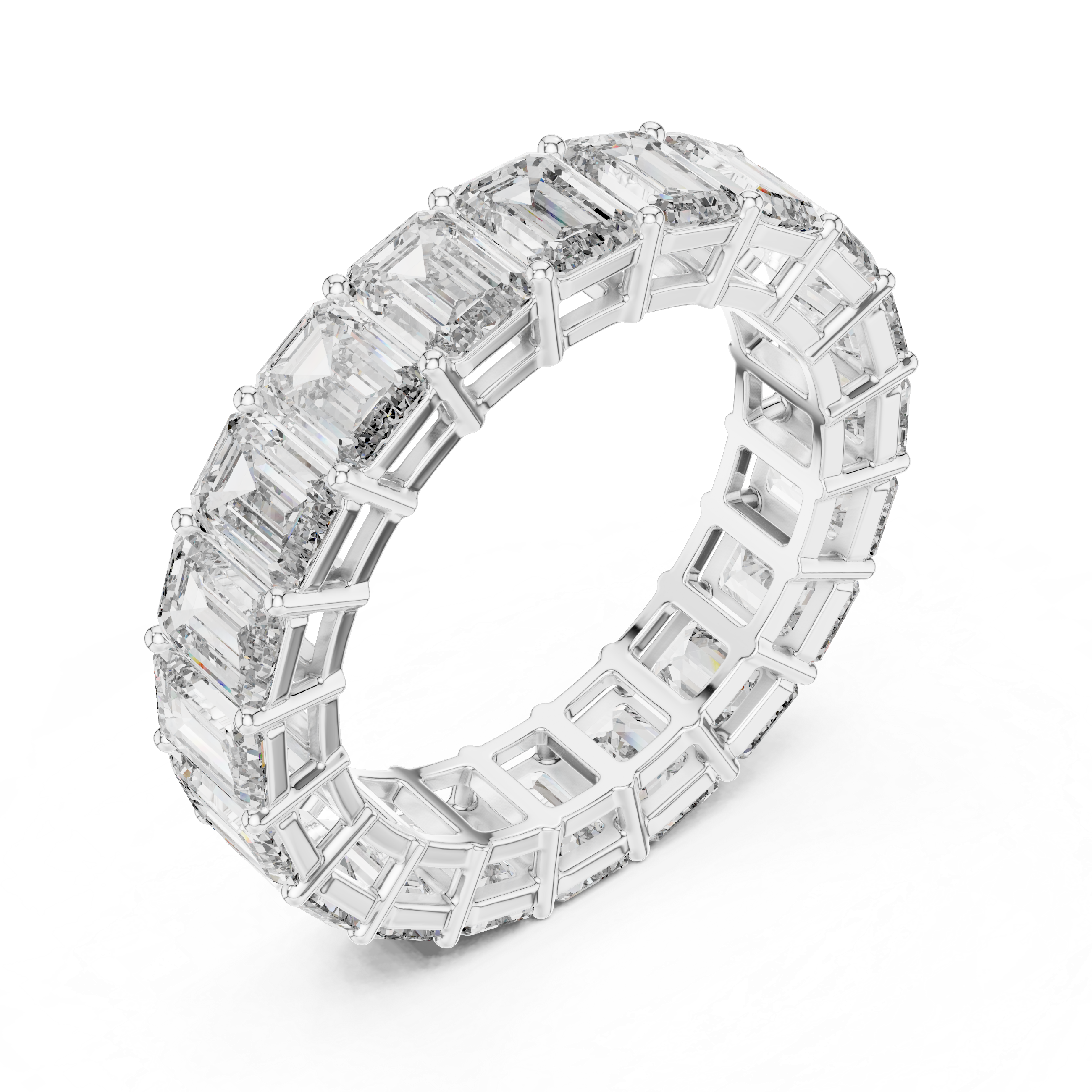 Emerald Cut Diamond Full Eternity Band