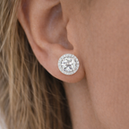 Round Halo Diamond Stud Earrings