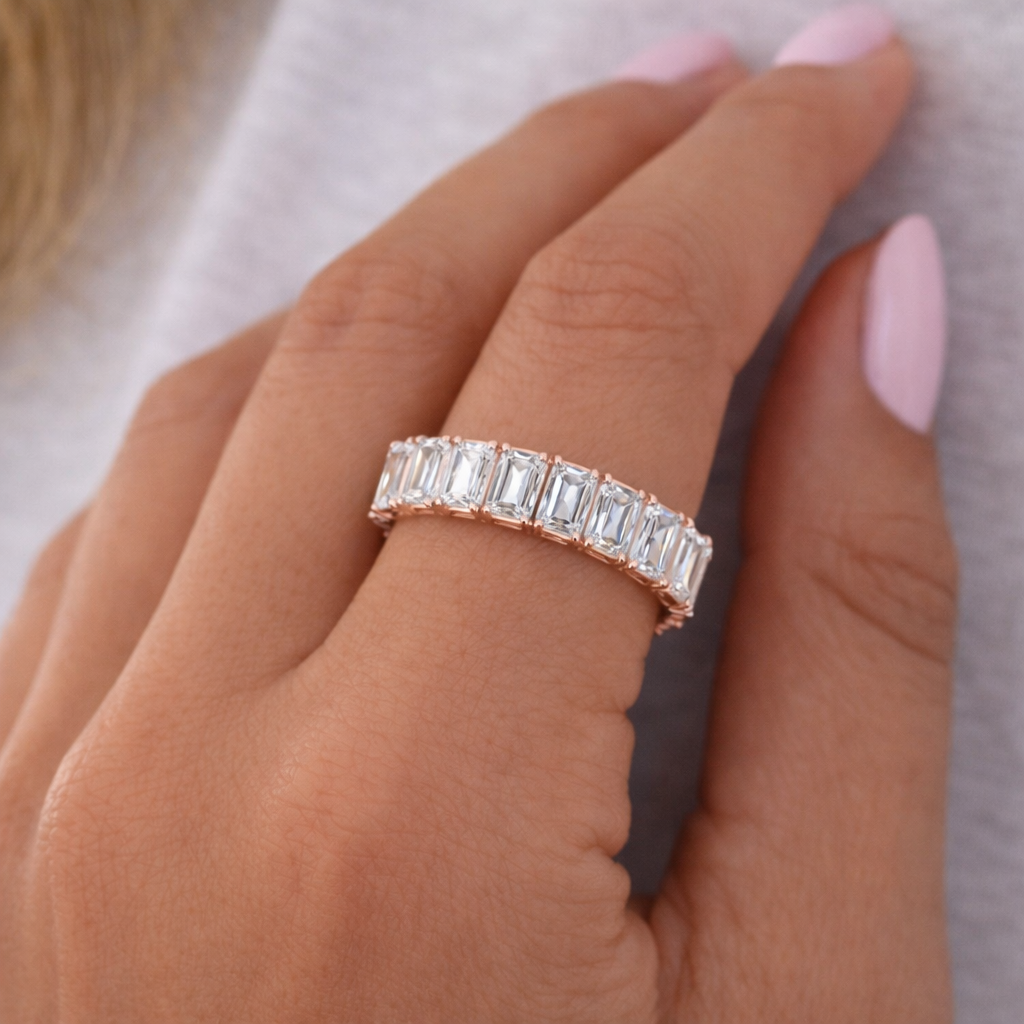 Emerald Cut Diamond Full Eternity Band