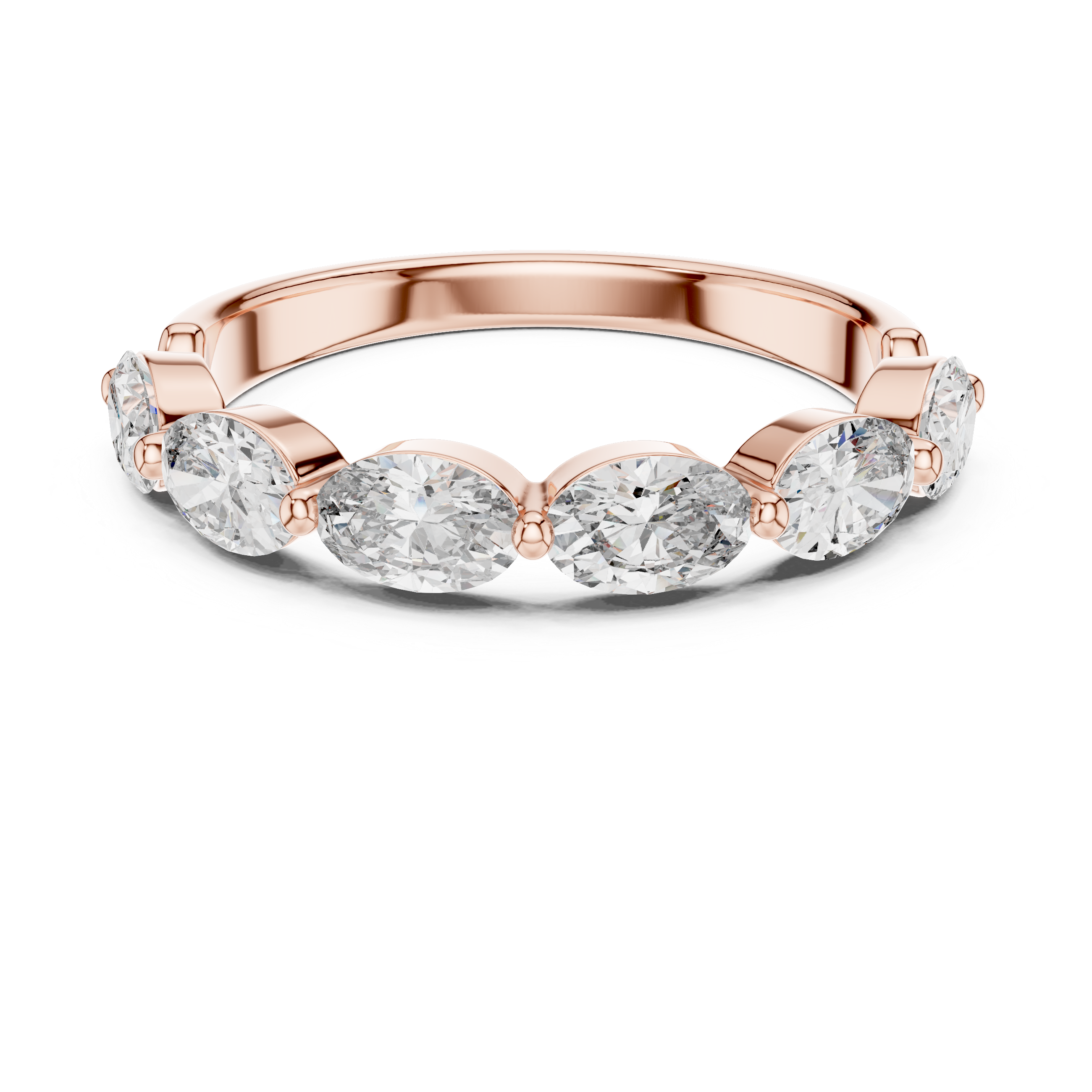 Oval Lab Grown Diamond Half Eternity Band