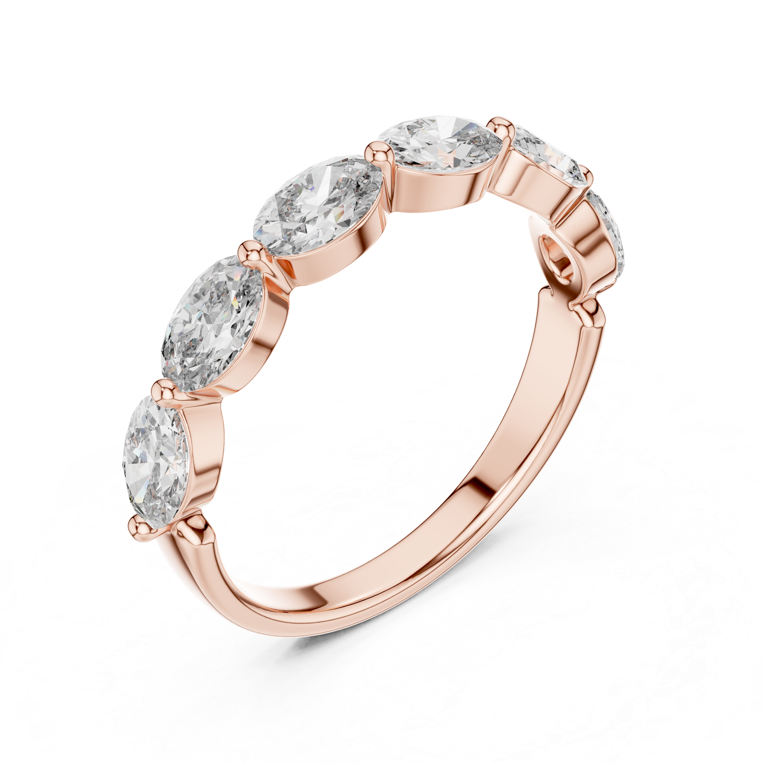 Oval Lab Grown Diamond Half Eternity Band