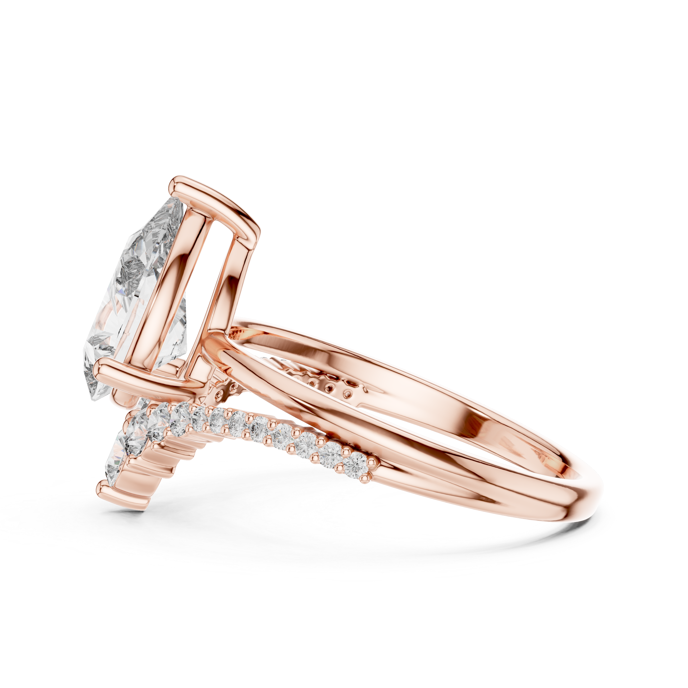 Pear Diamond Split Shank Ring