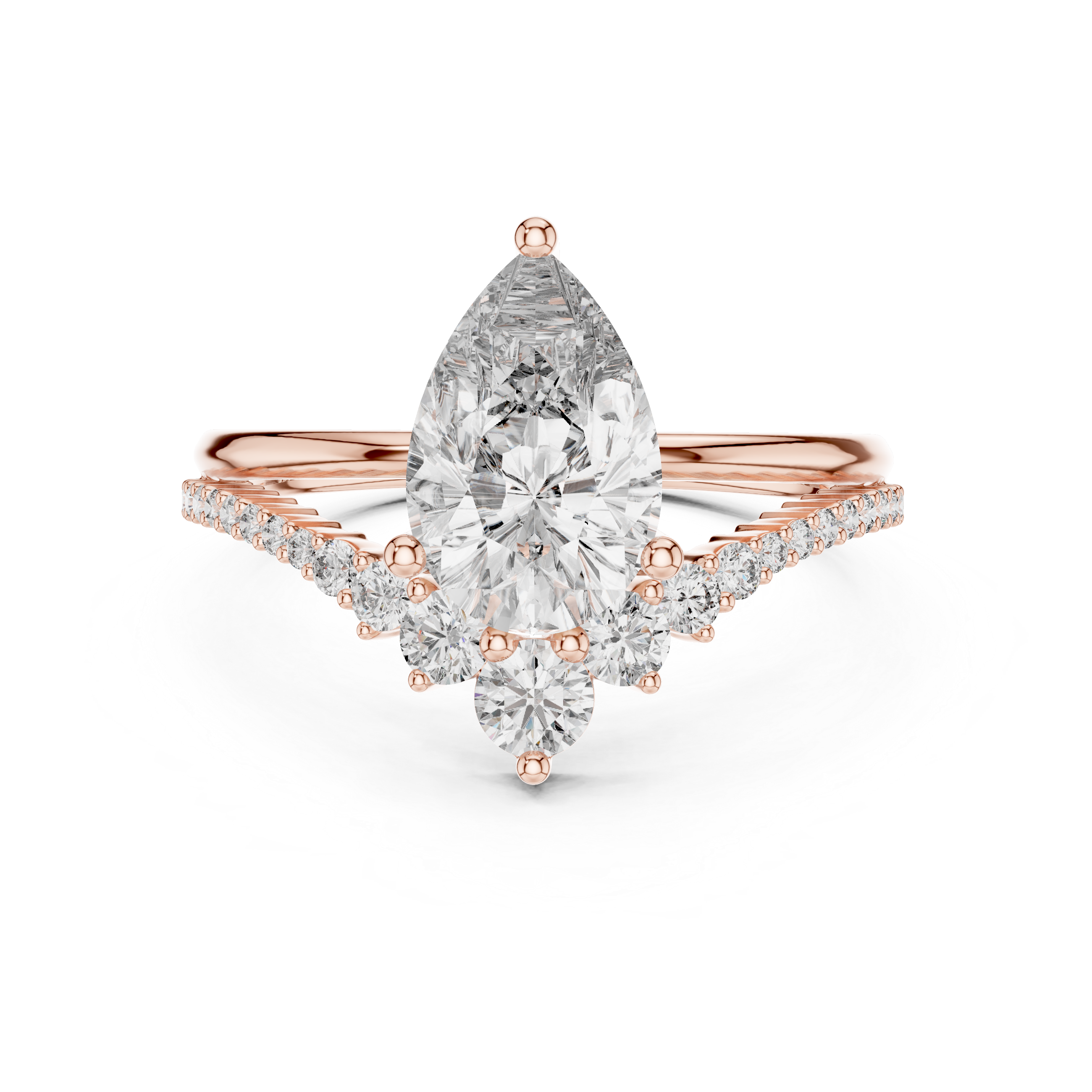 Pear Diamond Split Shank Ring