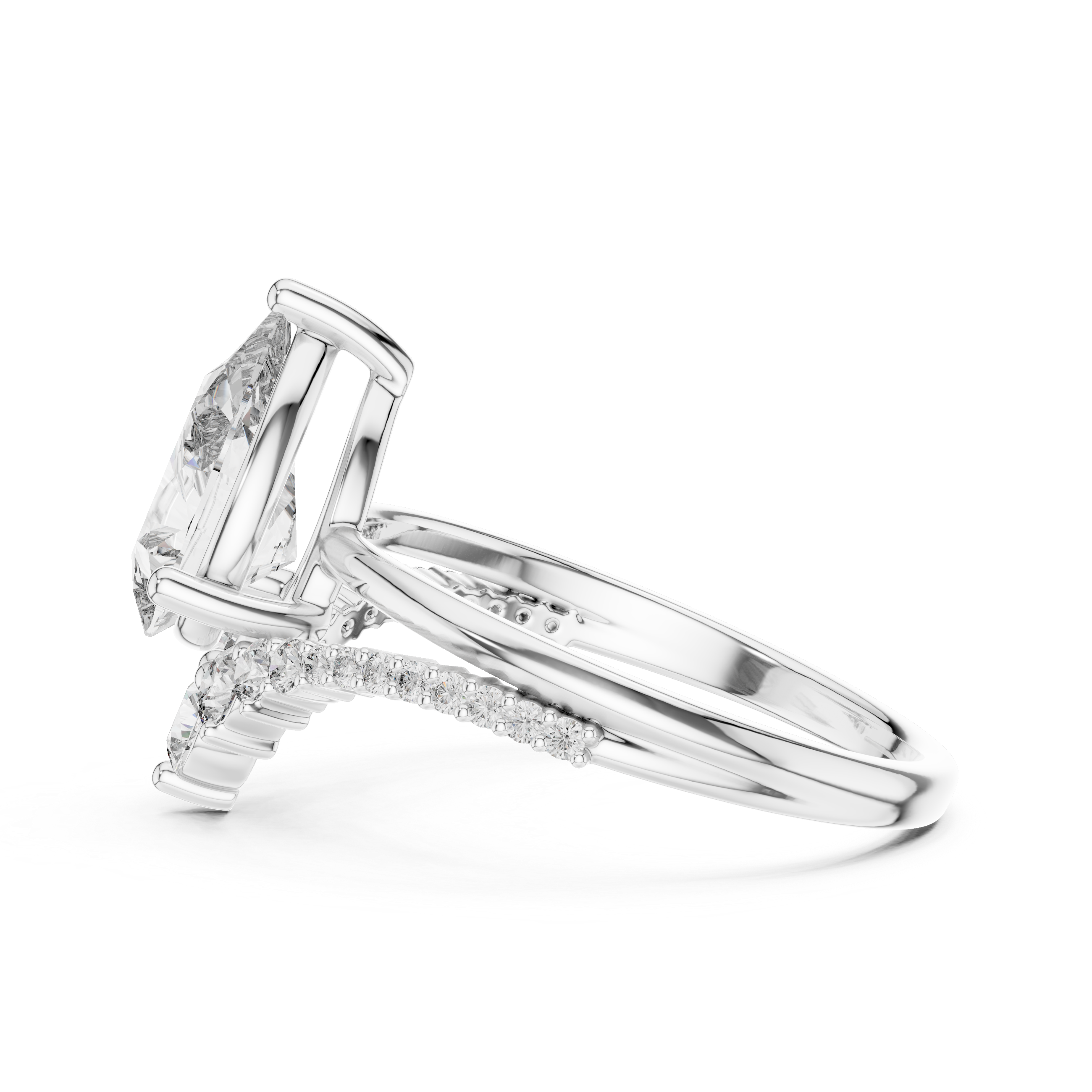 Pear Diamond Split Shank Ring