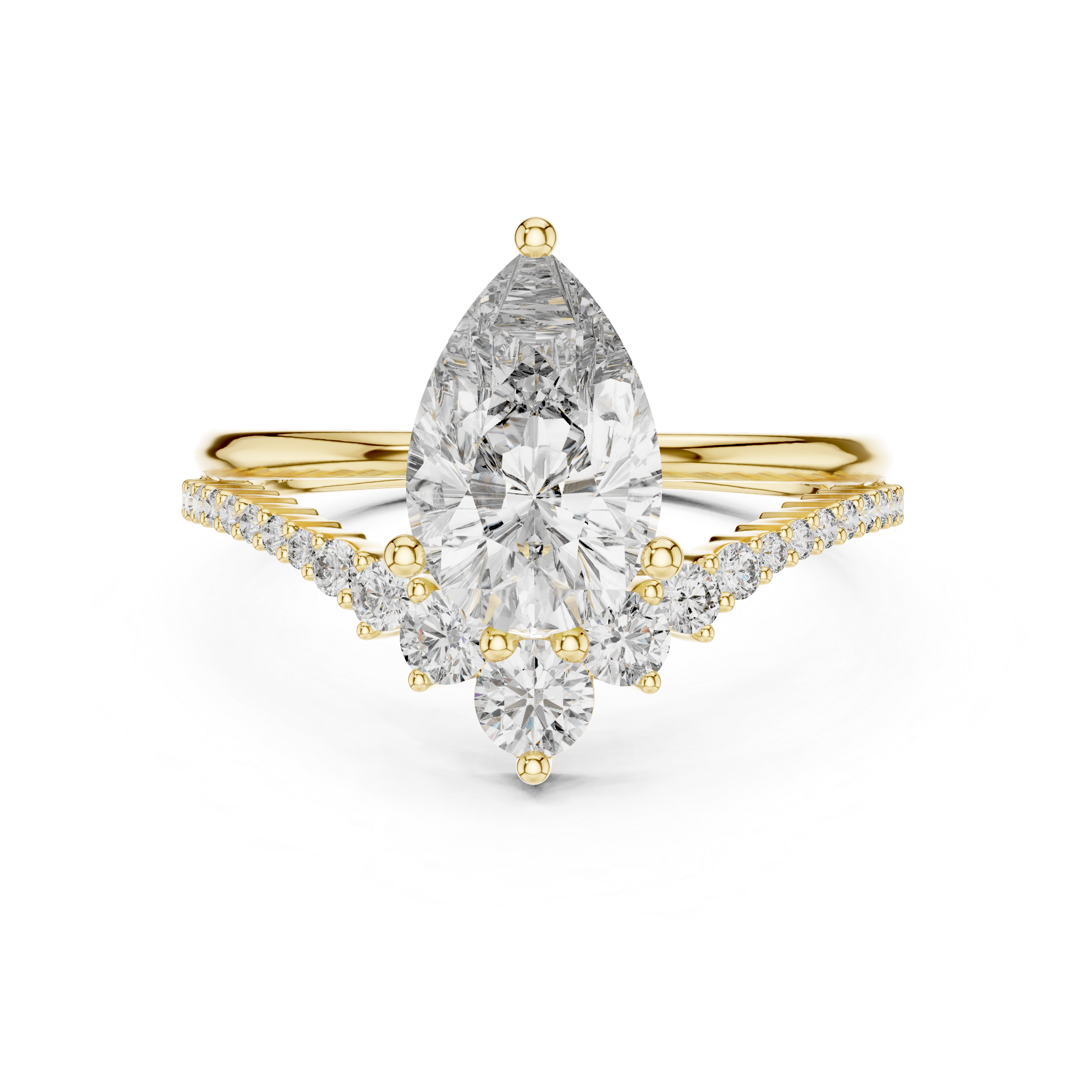 Pear Diamond Split Shank Ring