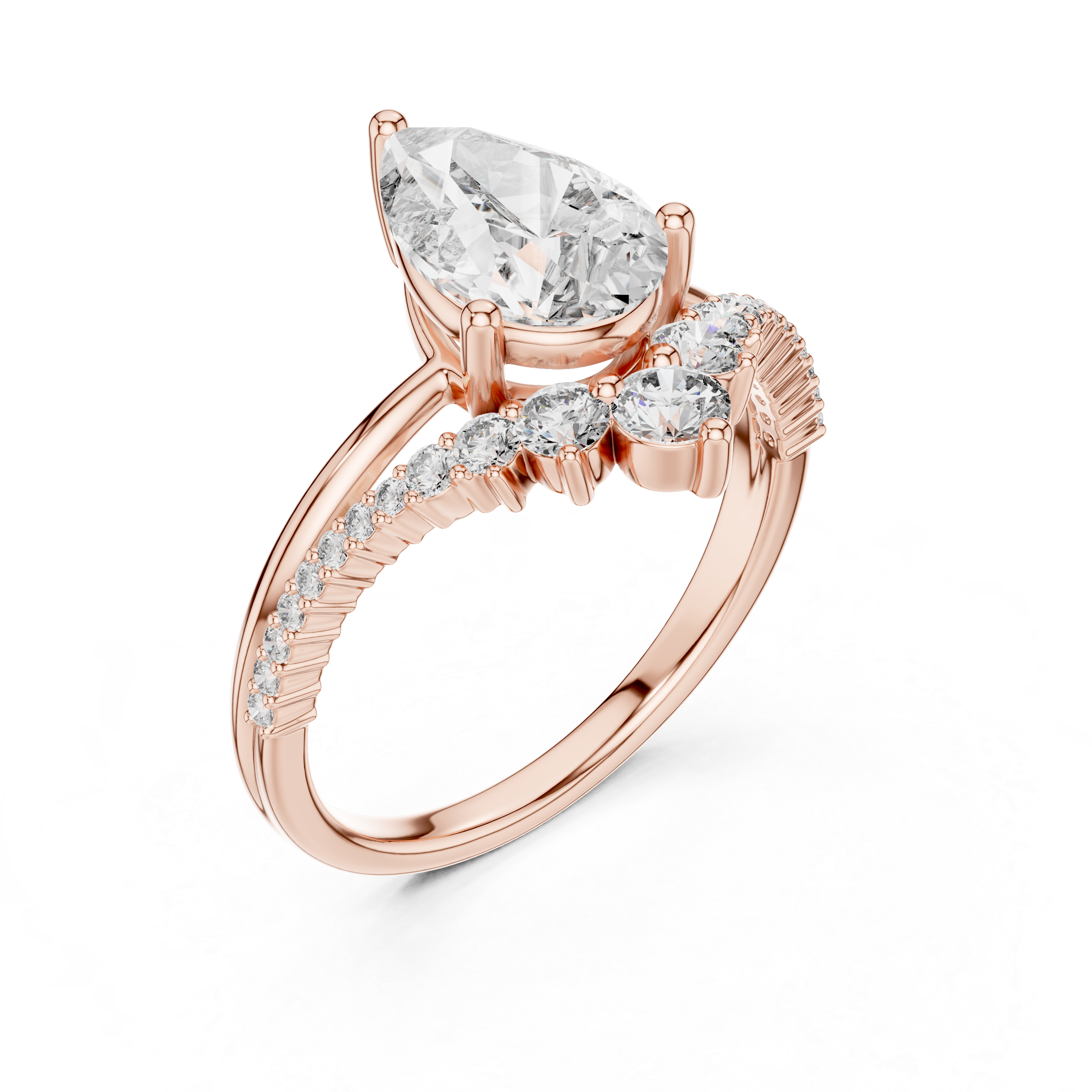 Pear Diamond Split Shank Ring