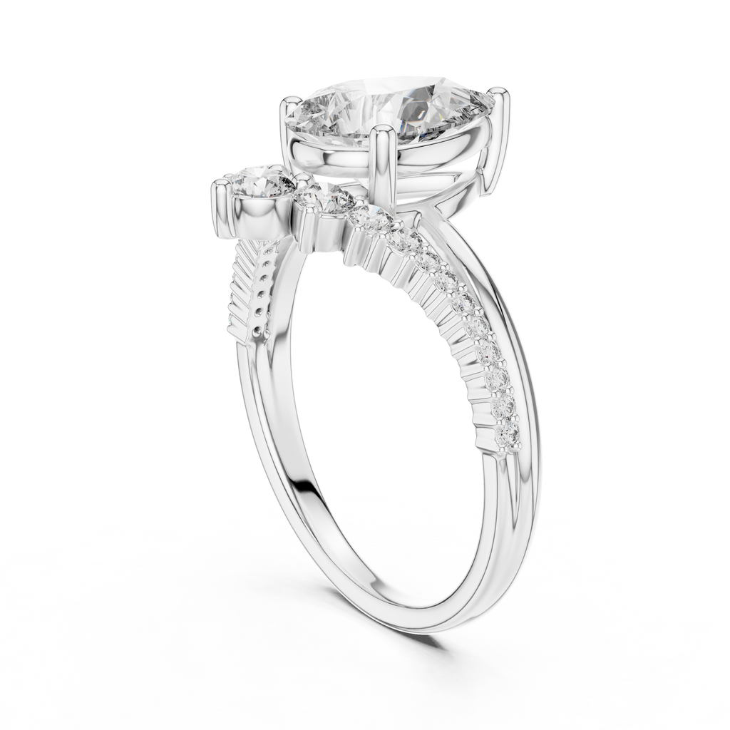 Pear Diamond Split Shank Ring