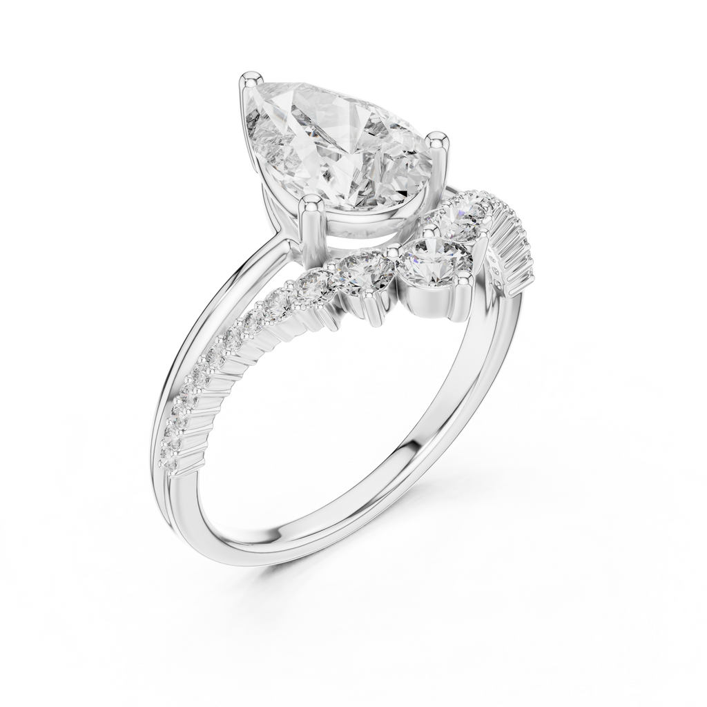 Pear Diamond Split Shank Ring