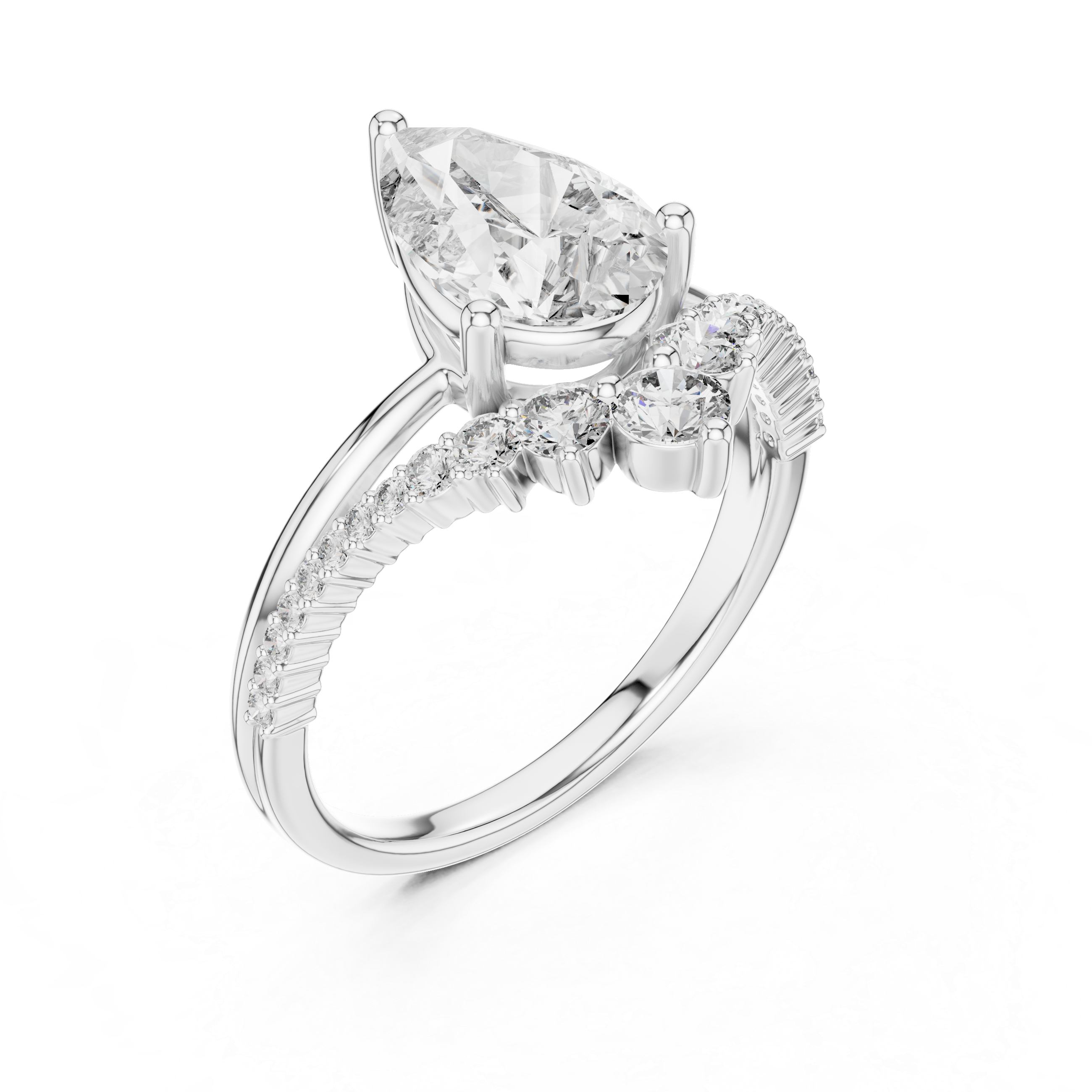 Pear Diamond Split Shank Ring