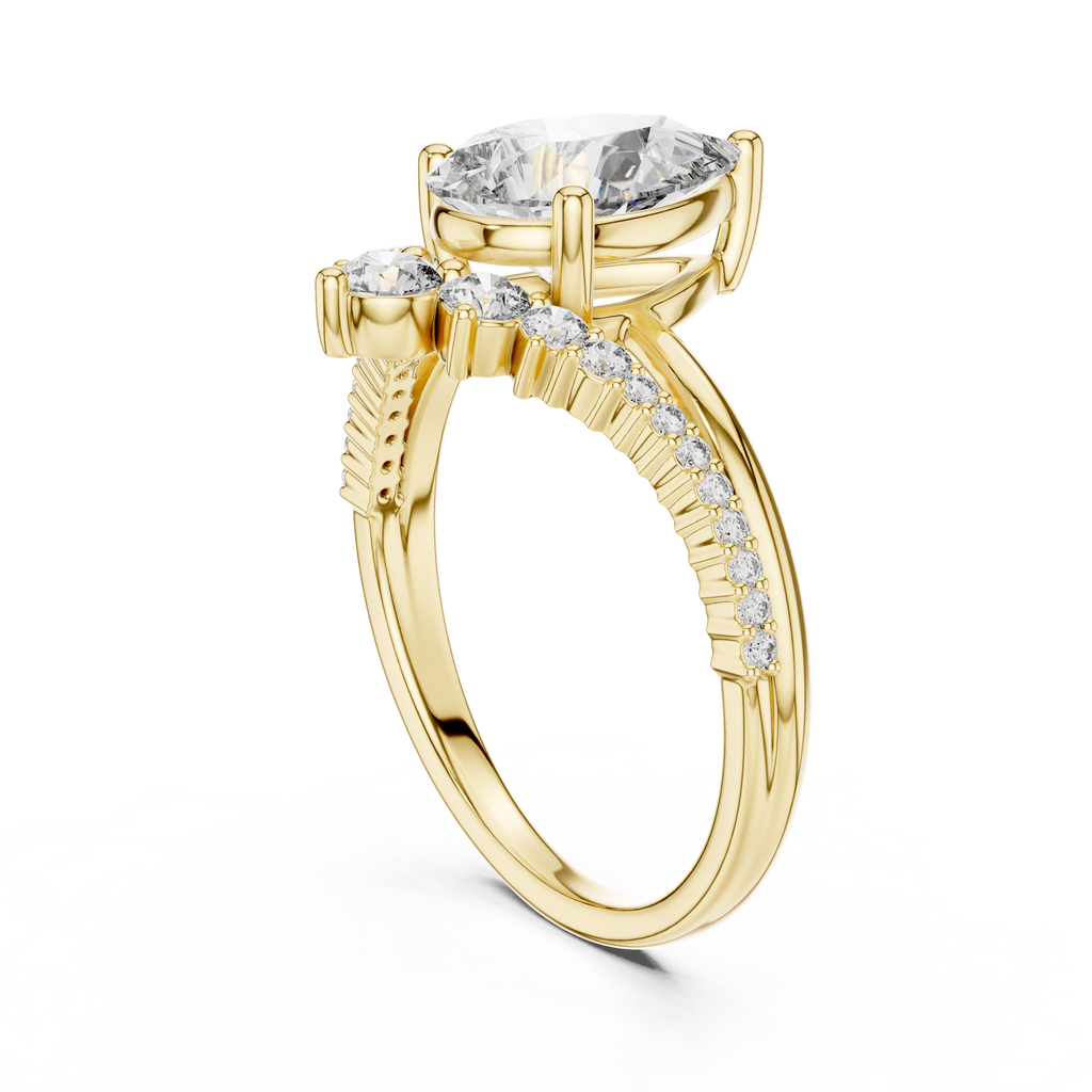Pear Diamond Split Shank Ring