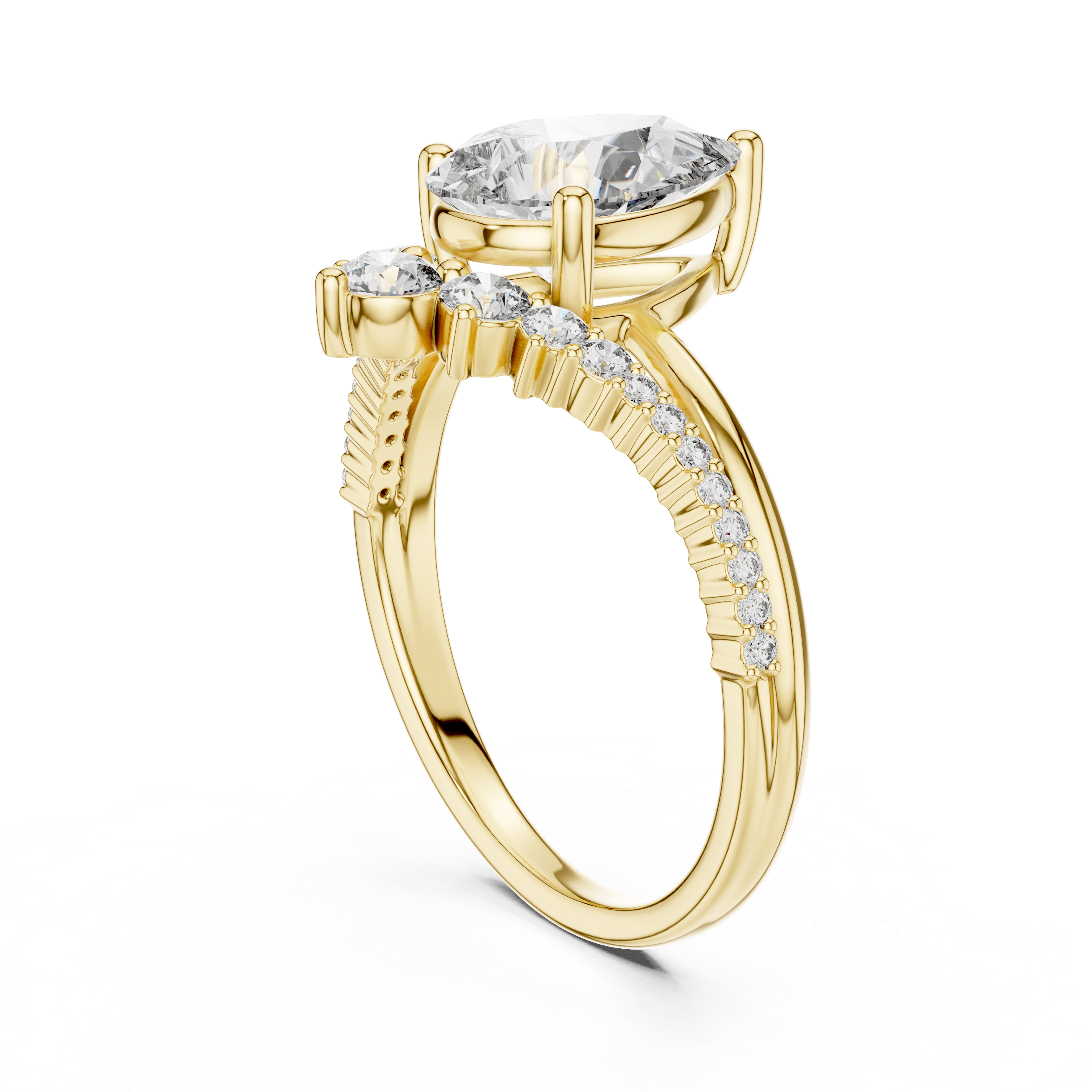 Pear Diamond Split Shank Ring