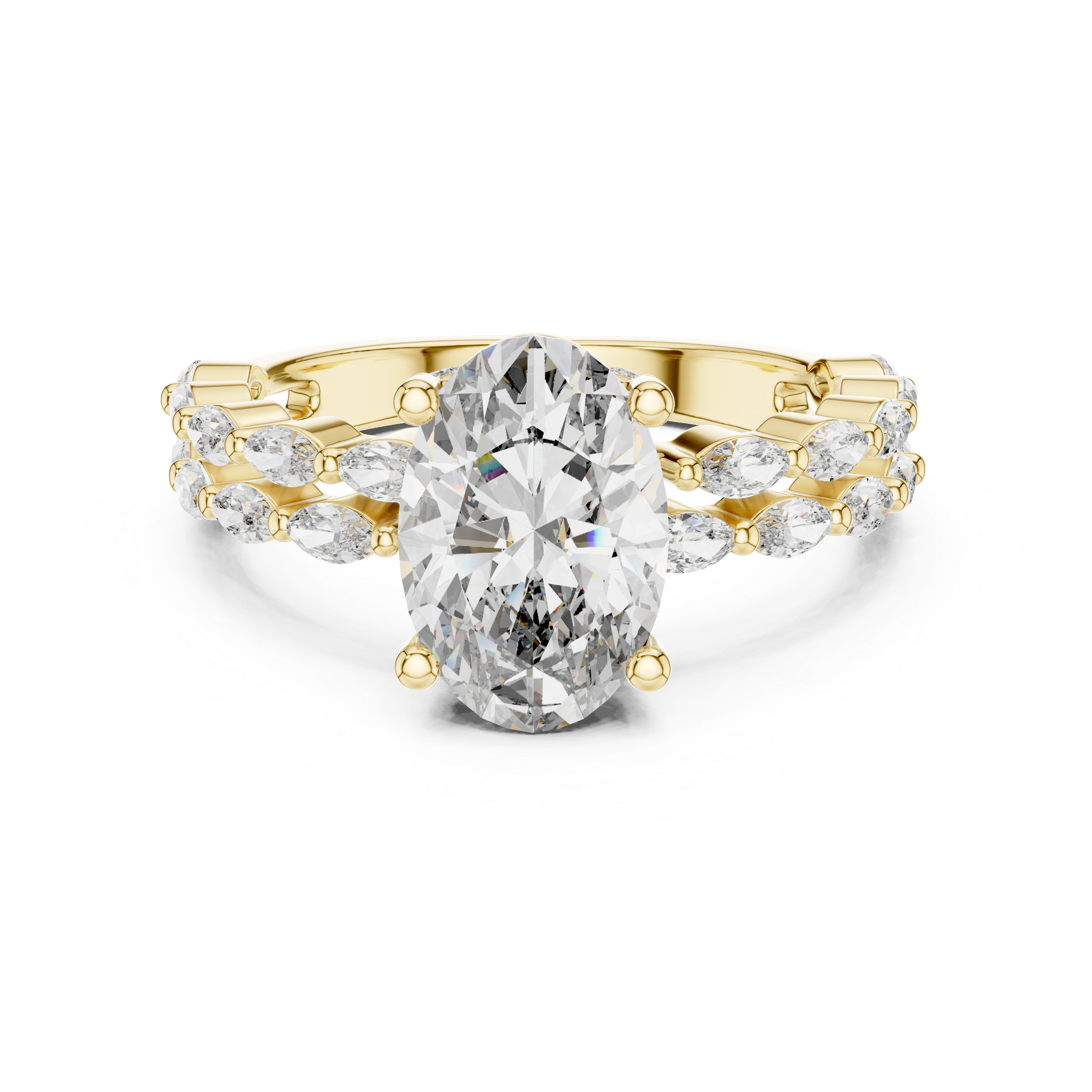 Oval Cut Diamond Marquise Split Shank Engagement Ring