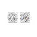 Roy Diamond classic round solitaire diamond stud earrings in white gold front angle 4.00 CT TW 8mm