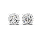 Roy Diamond classic round solitaire diamond stud earrings in white gold front angle 4.00 CT TW 8mm