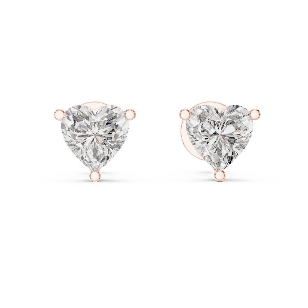 Heart Shape Diamond Stud Earrings