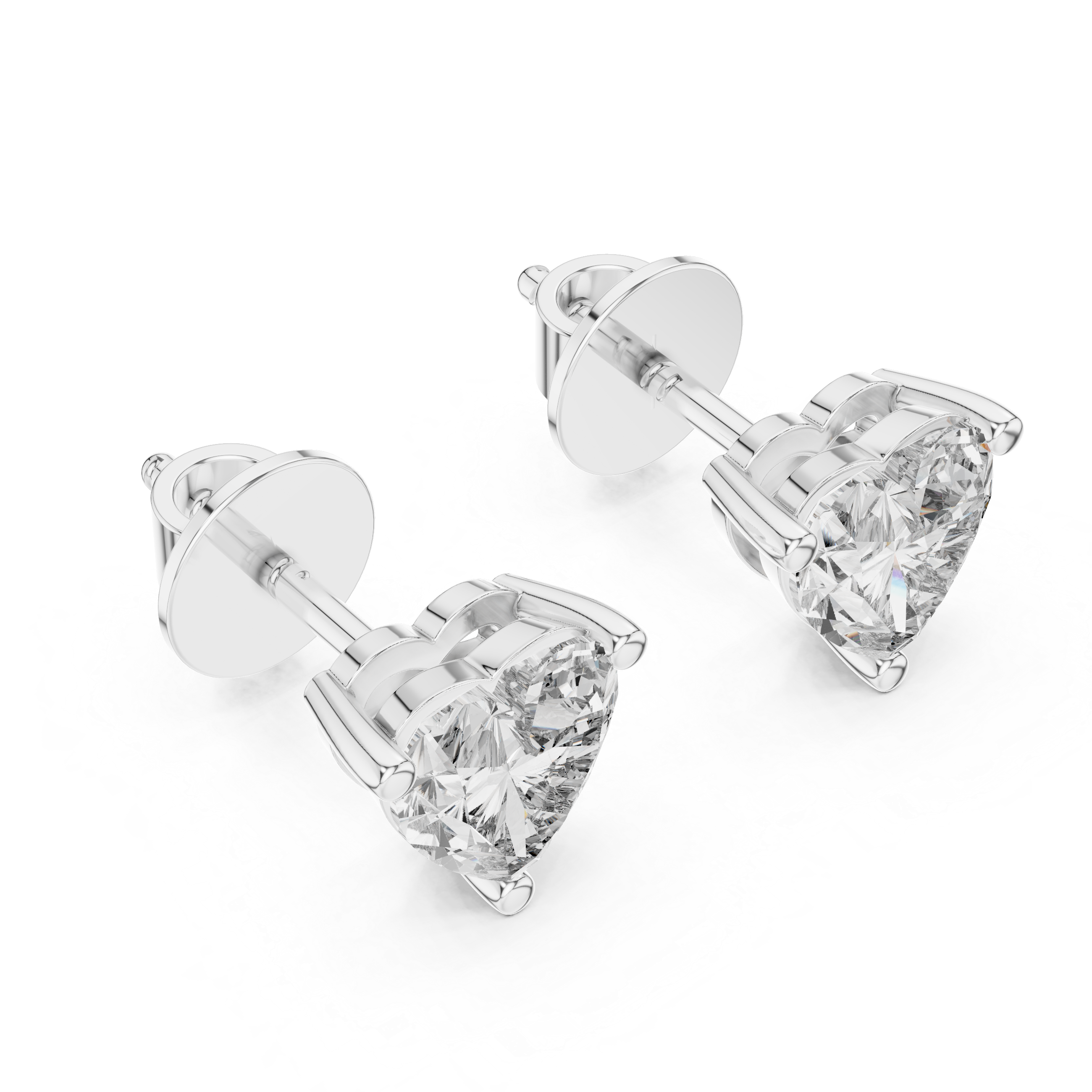 Heart Shape Diamond Stud Earrings