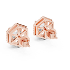 Hexagon Halo Diamond Stud Earrings