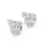 Hexagon Halo Diamond Stud Earrings