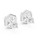 Hexagon Halo Diamond Stud Earrings