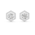 Hexagon Halo Diamond Stud Earrings