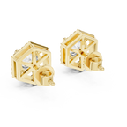 Hexagon Halo Diamond Stud Earrings