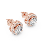 Round Halo Diamond Stud Earrings