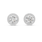 Round Halo Diamond Stud Earrings