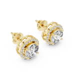 Round Halo Diamond Stud Earrings