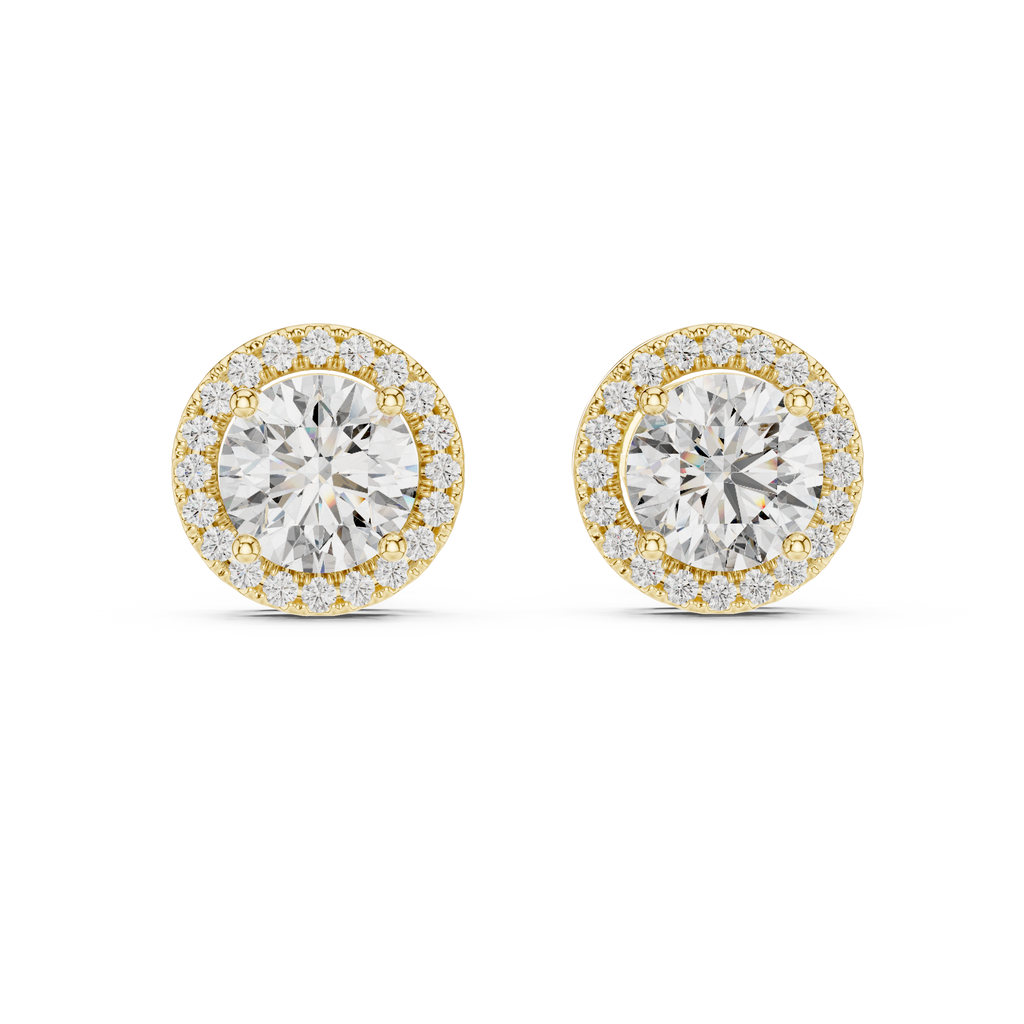 Round Halo Diamond Stud Earrings