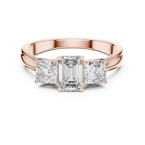 Emerald & Princess Lab Grown Diamond Three Stone Ring
