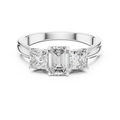 Emerald & Princess Lab Grown Diamond Three Stone Ring