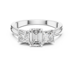 Emerald & Princess Lab Grown Diamond Three Stone Ring