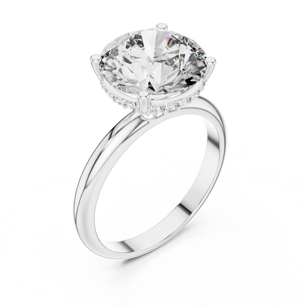 Solitaire Diamond Hidden Halo Ring